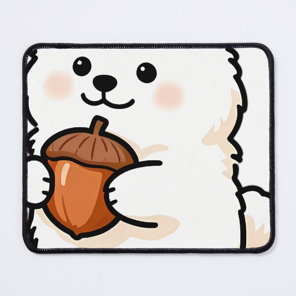 Item preview, Fluffy Samoyed Puppy Hugging Autumn Acorn designed and sold by pumsquare.