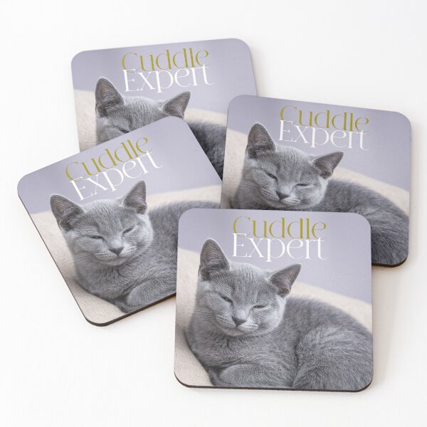 Item preview, Russian Blue Kitten Cuddle Expert Print designed and sold by pochop.