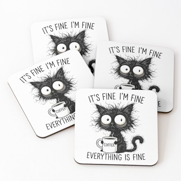 Item preview, Its Fine Im Fine Coffee Cat Everything is Fine T-Shirt designed and sold by Atros.