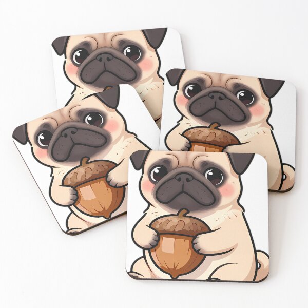 Item preview, Pug Puppy Hugging Autumn Acorn designed and sold by pumsquare.