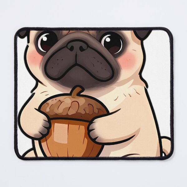 Item preview, Pug Puppy Hugging Autumn Acorn designed and sold by pumsquare.