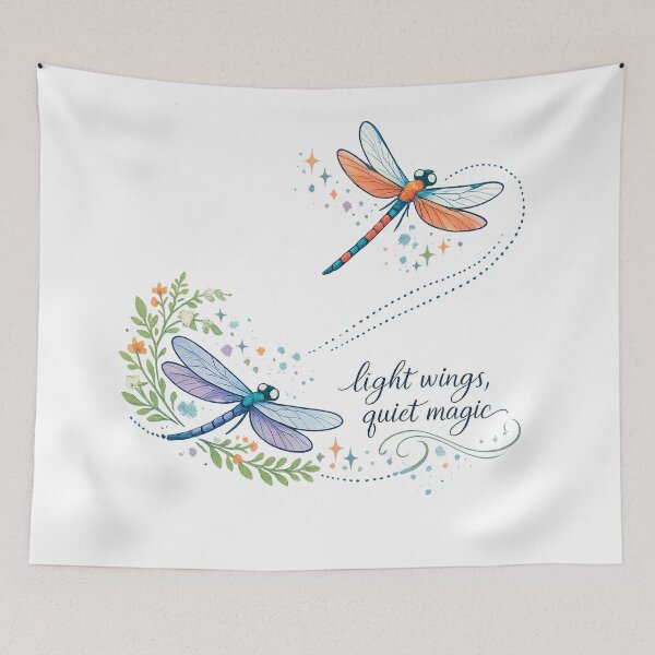 Item preview, Light Wings Quiet Magic Dragonfly Botanical Cottagecore Nature Art Design designed and sold by inkoutninja.