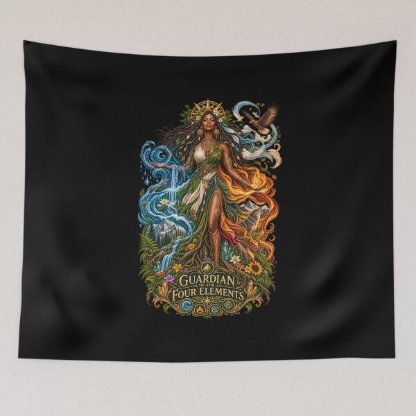 Item preview, Guardian of the Four Elements | Mother Nature Art | Sacred Elemental Goddess designed and sold by 'VARI'.