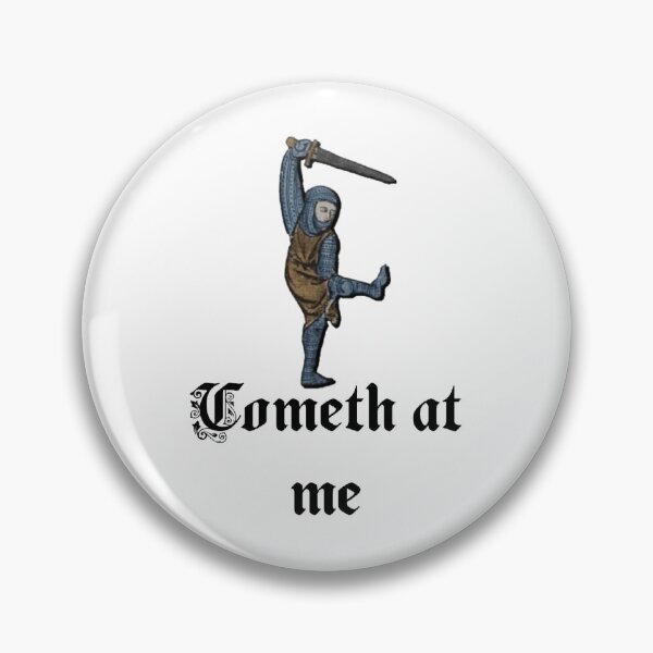 Item preview, Cometh At Me - Funny Medieval Knight Sticker designed and sold by LeoTheTiger.