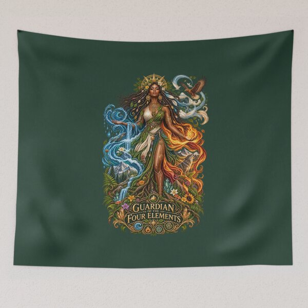 Item preview, Guardian of the Four Elements | Mother Nature Art | Sacred Elemental Goddess designed and sold by 'VARI'.