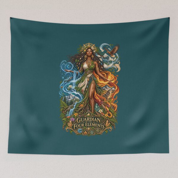 Item preview, Guardian of the Four Elements | Mother Nature Art | Sacred Elemental Goddess designed and sold by 'VARI'.