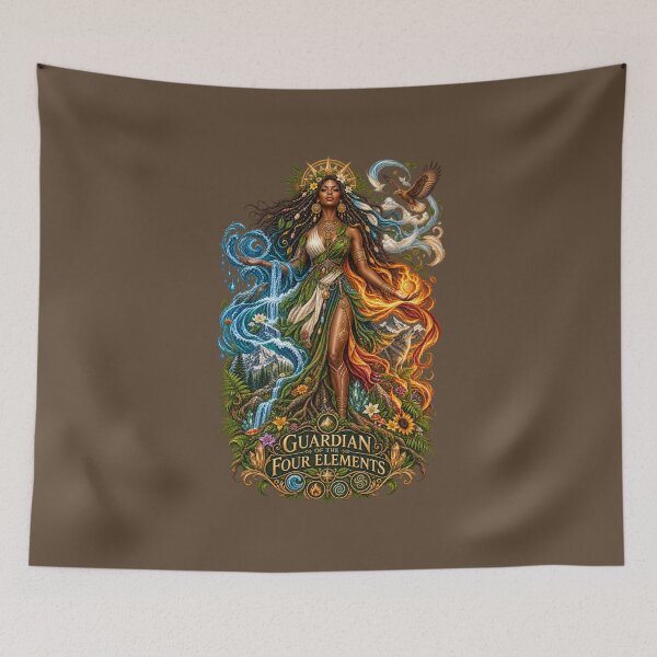 Item preview, Guardian of the Four Elements | Mother Nature Art | Sacred Elemental Goddess designed and sold by 'VARI'.