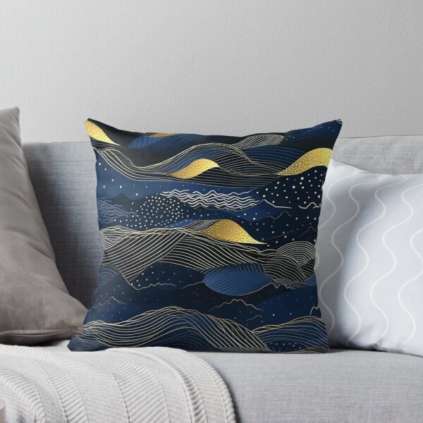 Item preview, Blue and Golden Rolling Hills Abstract Line Art designed and sold by DEC02.