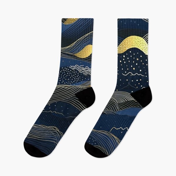 Item preview, Blue and Golden Rolling Hills Abstract Line Art designed and sold by DEC02.