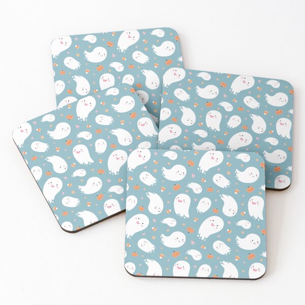 Item preview, Cute Kawaii Ghosts Blue Halloween Pattern designed and sold by MiaBellaGirl.