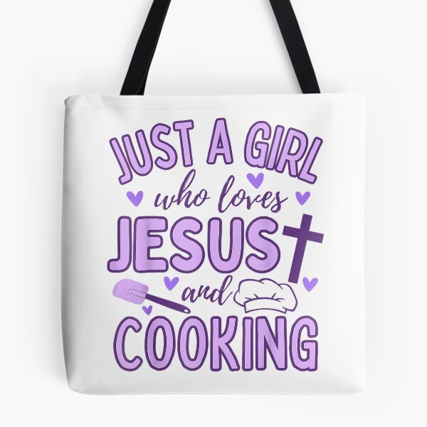 Item preview, Just A Girl Who Loves Jesus and Cooking Christian Funny Chef T-Shirt designed and sold by Magoya Store ⭐⭐⭐⭐⭐.