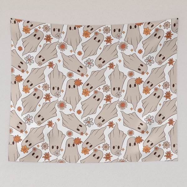 Item preview, Groovy Retro Floral Ghosts Halloween Pattern designed and sold by MiaBellaGirl.