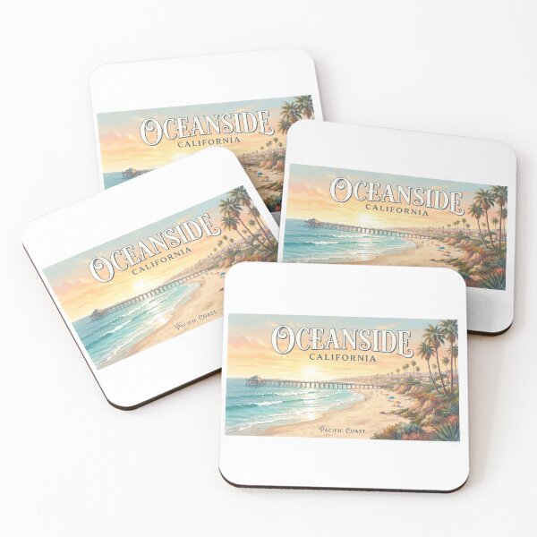 Item preview, Vintage Oceanside California Travel Poster | Coastal Beach Art designed and sold by Mathias Yakubu Design.