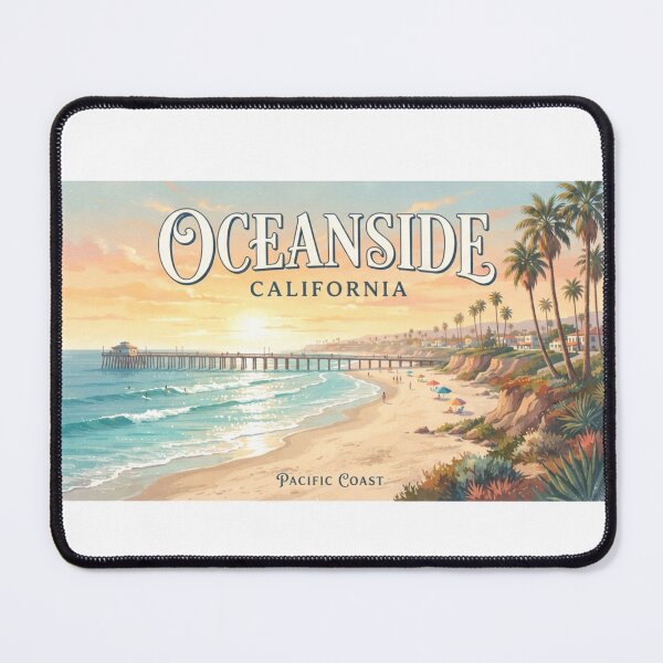 Item preview, Vintage Oceanside California Travel Poster | Coastal Beach Art designed and sold by Mathias Yakubu Design.