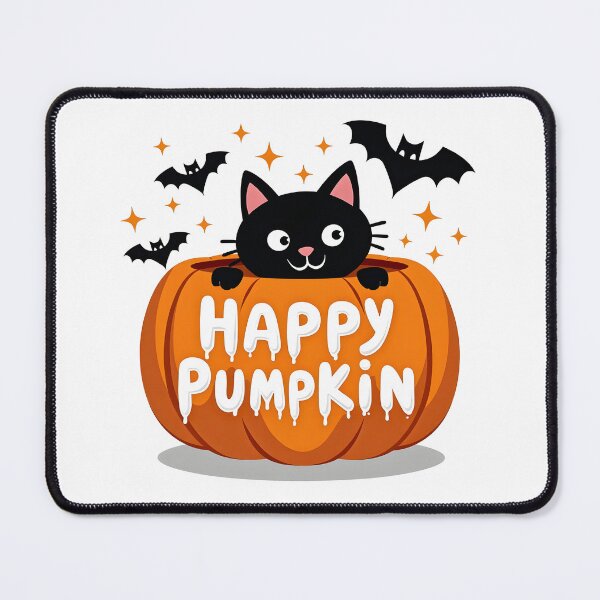 Item preview, cute cat happy halloween in pumpkin with bat designed and sold by Panya-Design.