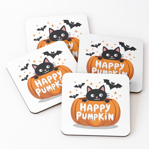 Item preview, cute cat happy halloween in pumpkin with bat designed and sold by Panya-Design.