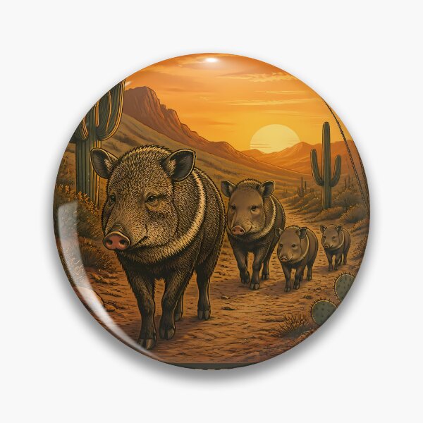 Item preview, Desert Wanderer – Javelina Family Collared Peccary Vintage Arizona designed and sold by Art-Arcade6.