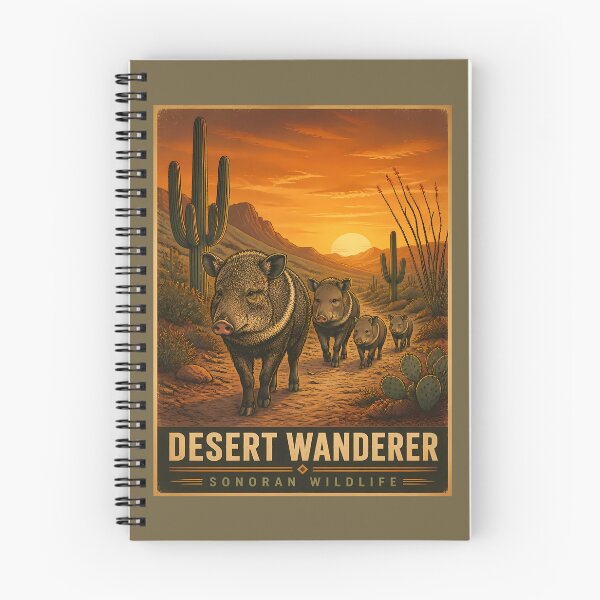 Item preview, Desert Wanderer – Javelina Family Collared Peccary Vintage Arizona designed and sold by Art-Arcade6.