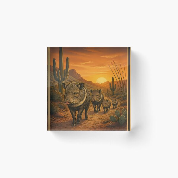 Item preview, Desert Wanderer – Javelina Family Collared Peccary Vintage Arizona designed and sold by Art-Arcade6.