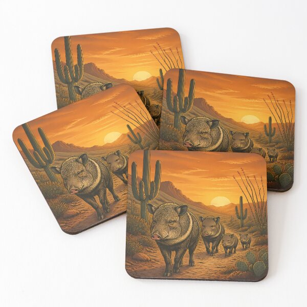 Item preview, Desert Wanderer – Javelina Family Collared Peccary Vintage Arizona designed and sold by Art-Arcade6.