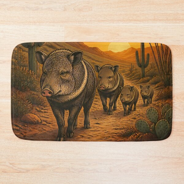 Item preview, Desert Wanderer – Javelina Family Collared Peccary Vintage Arizona designed and sold by Art-Arcade6.