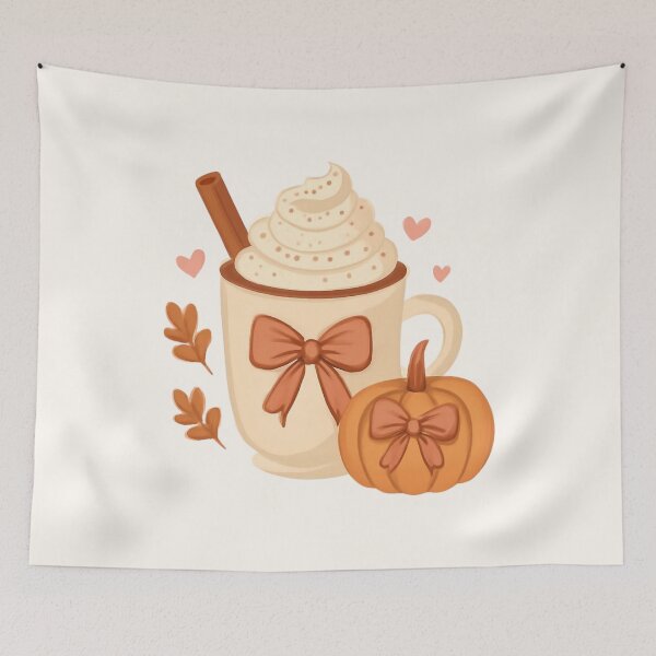 Item preview, Cozy Pumpkin Spice Latte & Bows Autumn Art designed and sold by MiaBellaGirl.