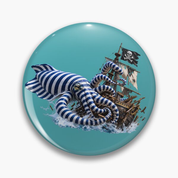 Item preview, Hidden Cuttlefish Nautical Stripe Pirate Ship designed and sold by zenjiinspired.