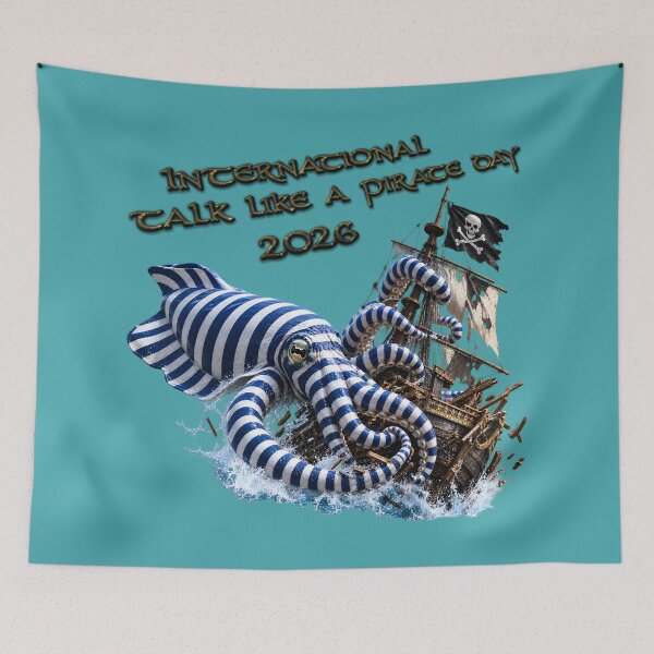 Item preview, Hidden Cuttlefish Nautical Stripe Pirate Ship designed and sold by zenjiinspired.