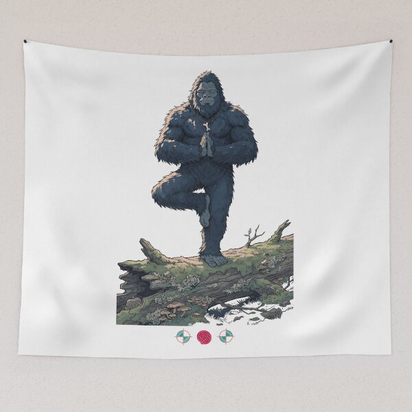 Item preview, Yogi Bigfoot Tree Pose Comic Illustration designed and sold by Whimsy Trail Co.