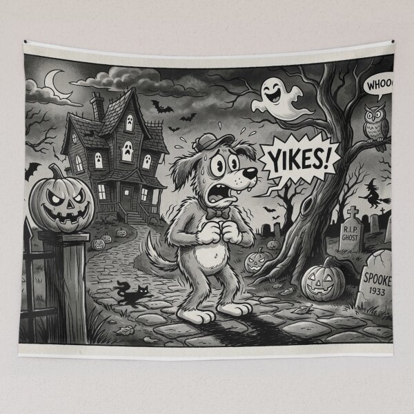 Item preview, Spooked 1930s Rubber-Hose Cartoon Dog on Halloween designed and sold by Solomon-Ent-144.