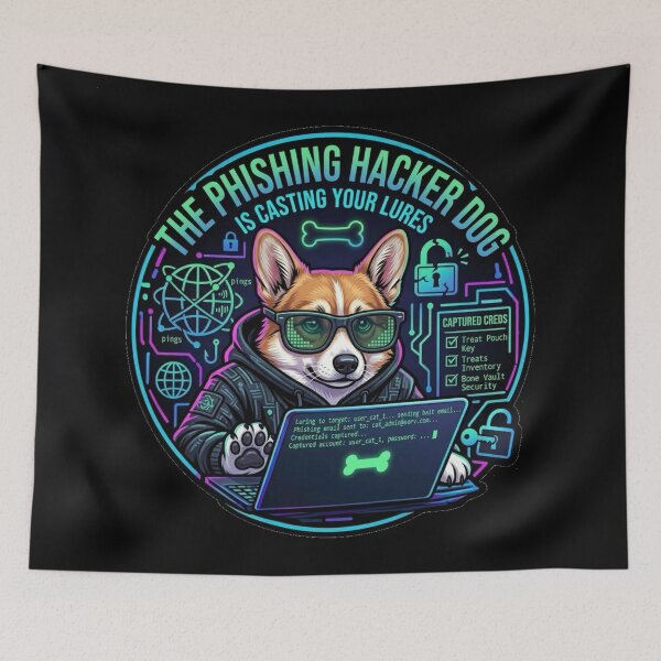 Item preview, The Phishing Hacker Dog Cybersecurity Humor designed and sold by  BreedCraft Studio.