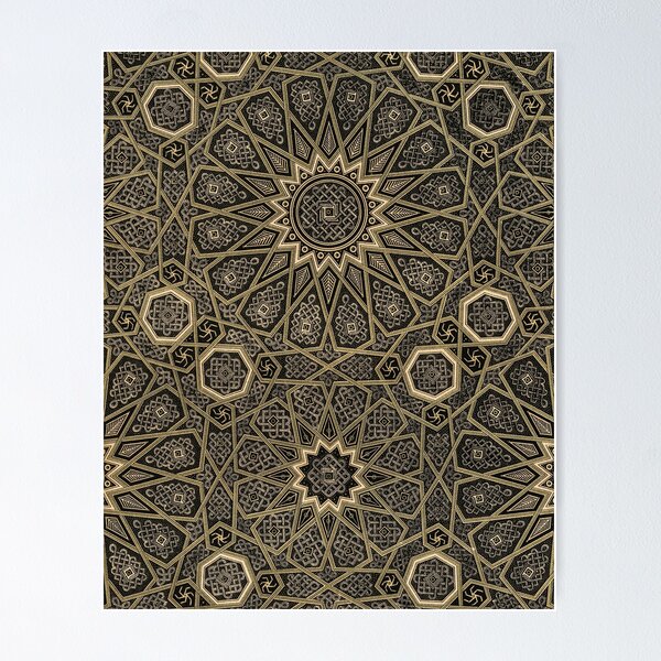 Item preview, Arabian Geometric Star Pattern – Antique Black & Gold Ornament designed and sold by Polychromes.