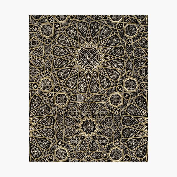 Item preview, Arabian Geometric Star Pattern – Antique Black & Gold Ornament designed and sold by Polychromes.