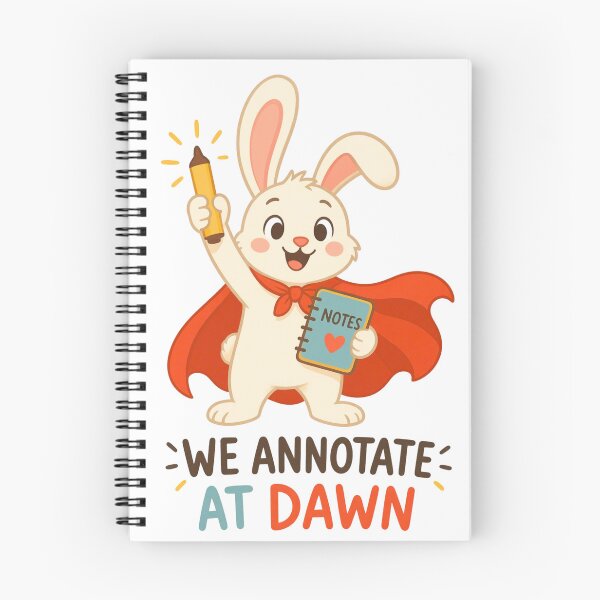 Item preview, We Annotate at Dawn – Cute Bookish Rabbit Teacher Reading Design designed and sold by INKPOPTOURI.