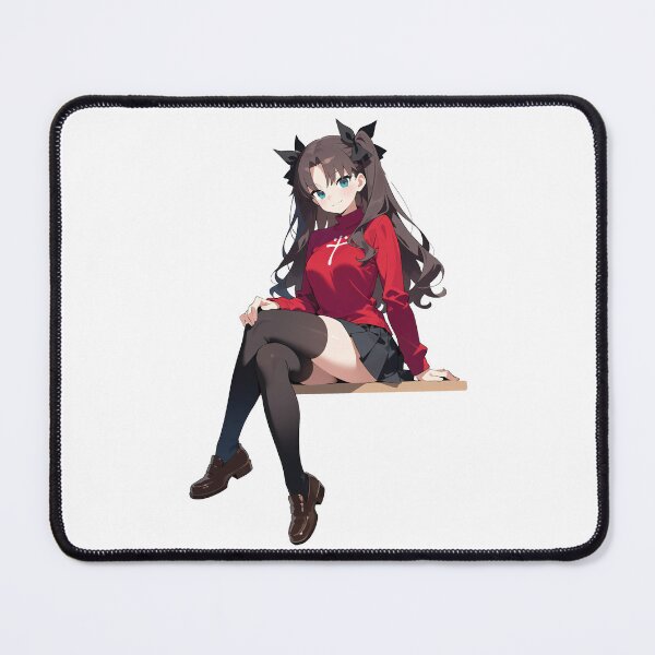 Item preview, Chibi Rin Tohsaka Sitting Anime Sticker designed and sold by RGB-crayon.