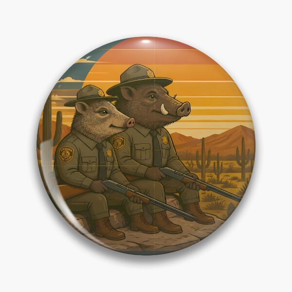 Item preview, Vintage Javelina Guardians – Collared Peccary, Arizona Desert Wildlife designed and sold by Art-Arcade6.