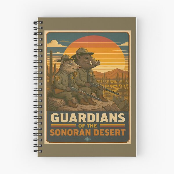 Item preview, Vintage Javelina Guardians – Collared Peccary, Arizona Desert Wildlife designed and sold by Art-Arcade6.