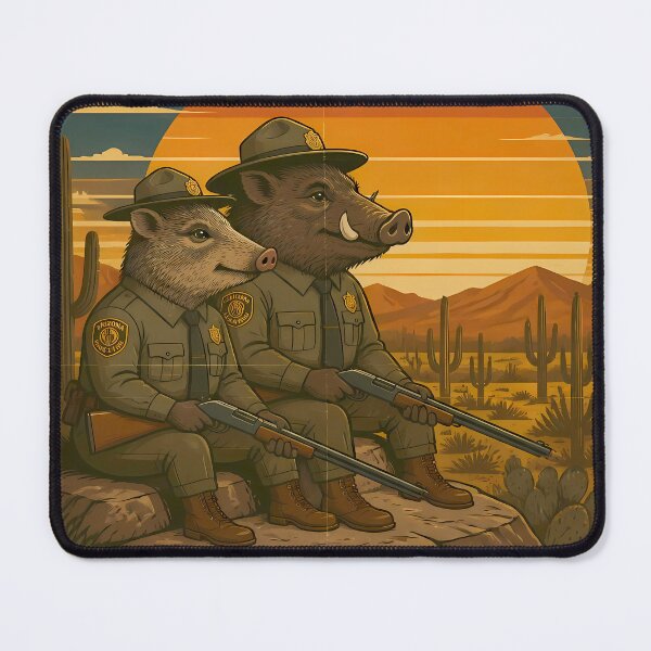 Item preview, Vintage Javelina Guardians – Collared Peccary, Arizona Desert Wildlife designed and sold by Art-Arcade6.
