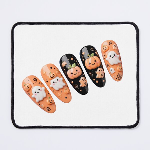 Item preview, Halloween Nails Black Orange - Cute Ghost Pumpkin Fanned designed and sold by HoMya.