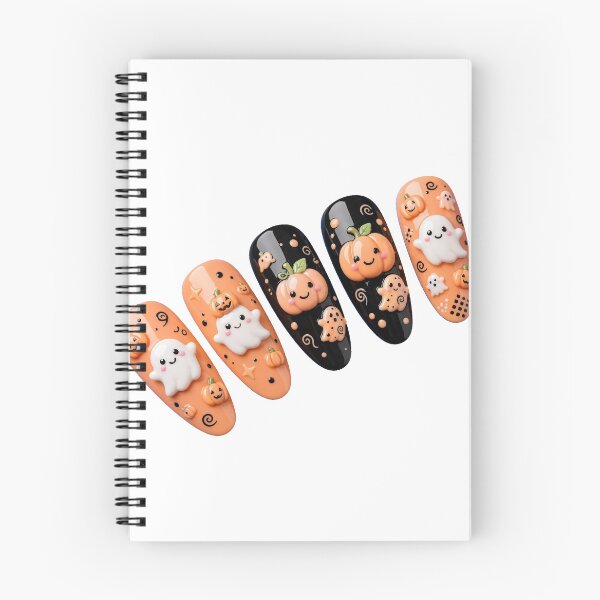 Item preview, Halloween Nails Black Orange - Cute Ghost Pumpkin Fanned designed and sold by HoMya.