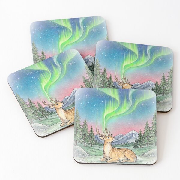 Item preview, Starlit Deer Aurora Borealis Vignette designed and sold by Dreamic.Art.