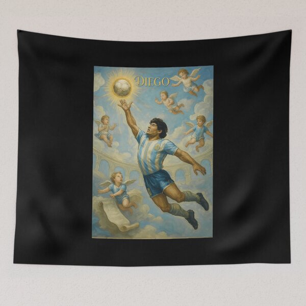 Item preview, Divine Athlete Reaching for Soccer Ball with Cherubs designed and sold by JacintKuphal.