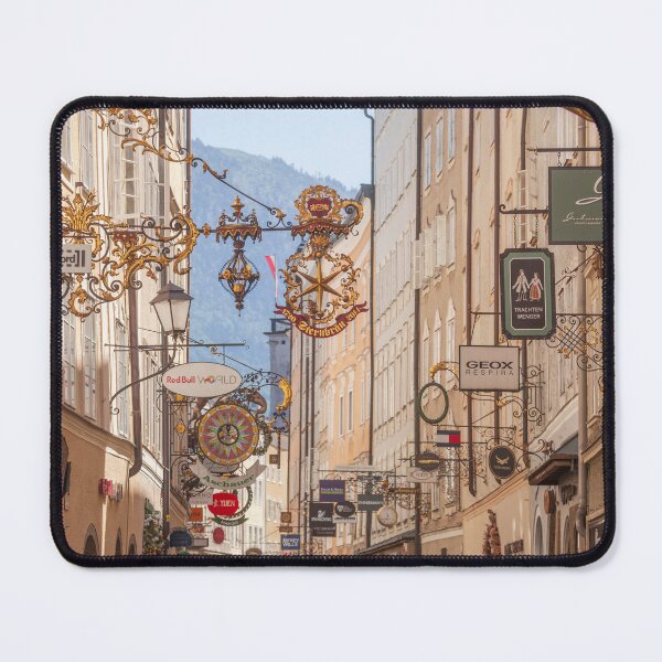 Item preview, Getreidegasse with guild signs and hanging signs, City of Salzburg, Salzburg designed and sold by Torsten Krüger.