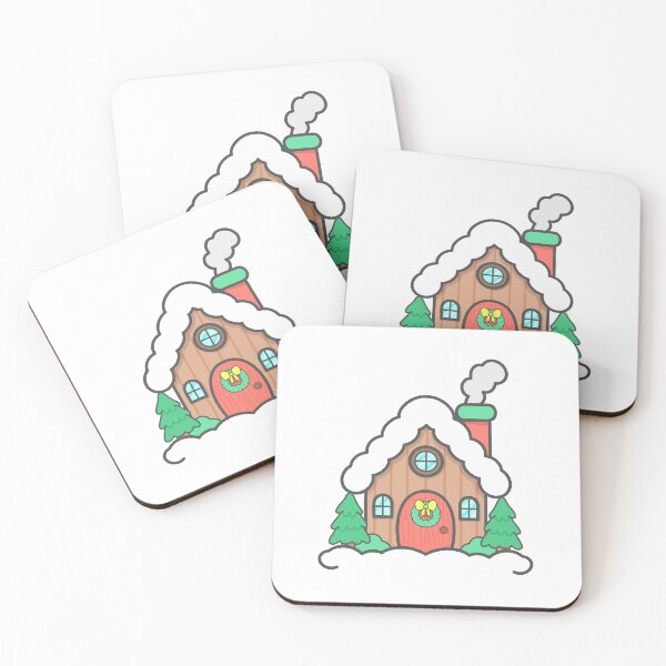 Item preview, Cozy Christmas Log Cabin with Snow and Wreath designed and sold by nuchz.