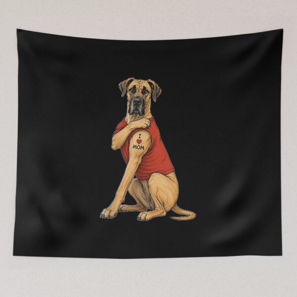 Item preview, I Love Mom Great Dane Dog Tattoo designed and sold by NgumohaLanke.