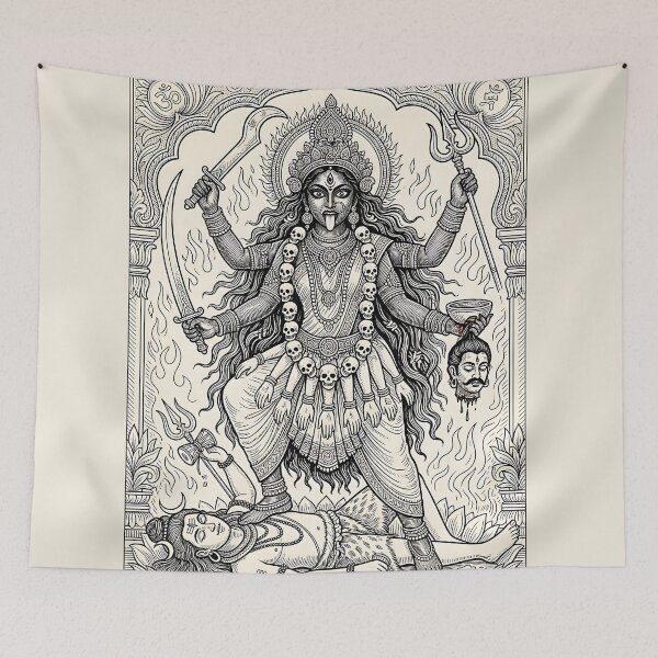 Item preview, Maa Kali Detailed Line Art designed and sold by hutofdesigns.