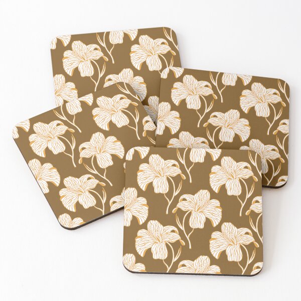 Item preview, Warm Brown Cream Floral Line Art Seamless Pattern designed and sold by ​Jyoti Digital Artist.