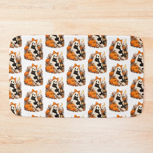 Item preview, Vintage Halloween Ghost Holding Black Cat Groovy Floral designed and sold by KippyMcCall.