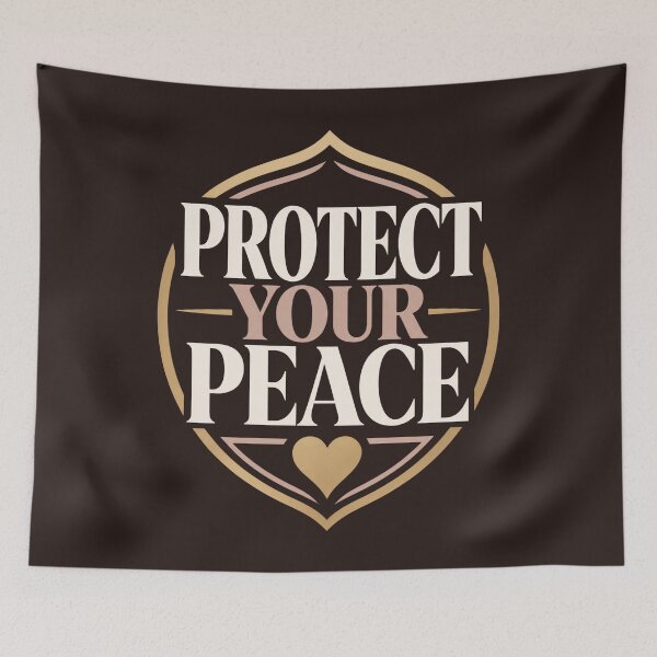 Item preview, Protect Your Peace Soft Life Self Care Quote designed and sold by CosmicQuietStudio.
