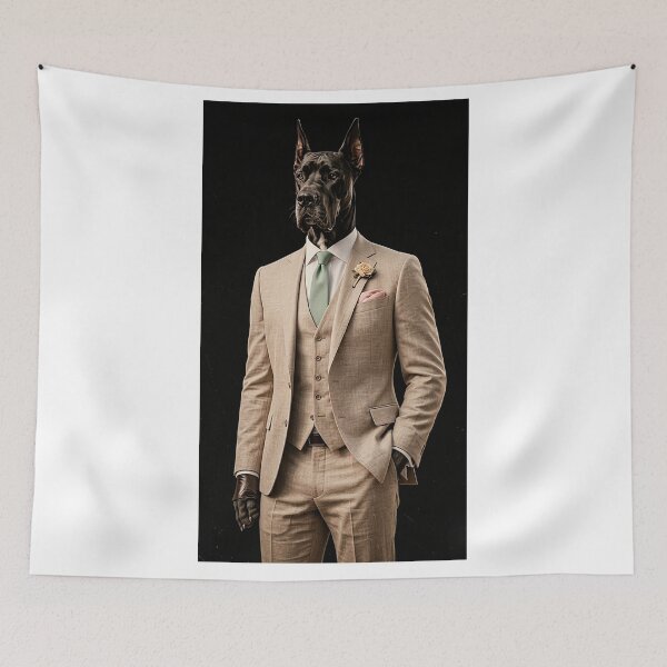 Item preview, Elegant Portrait of a Great Dane in a Vintage Suit designed and sold by MaxPhoto67.